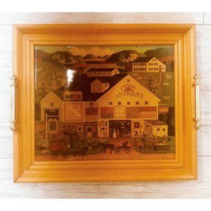 Charles Wysocki 1993 Peppercricket Farms Antiques tray wall hanging prop America